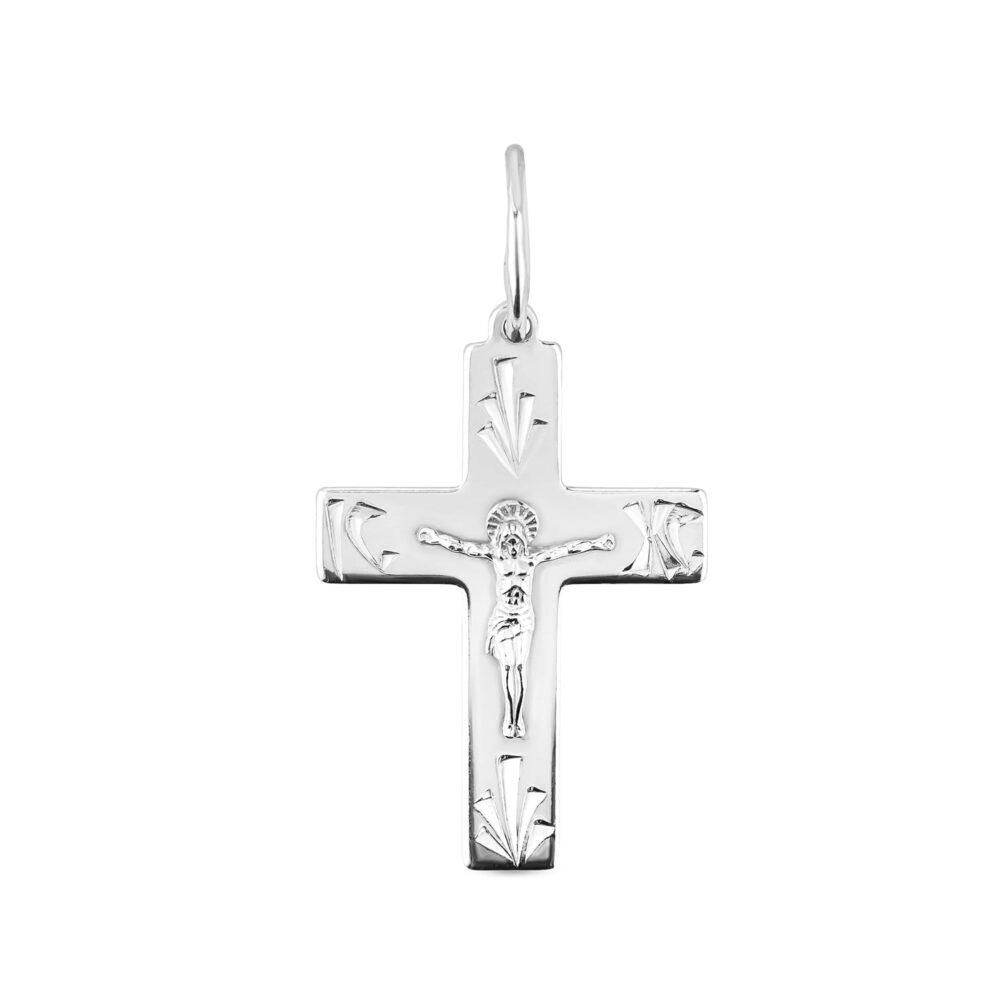 Серебряный крестик с распятием и прямыми углами 39910922.2.3502-Ris.hs_ru