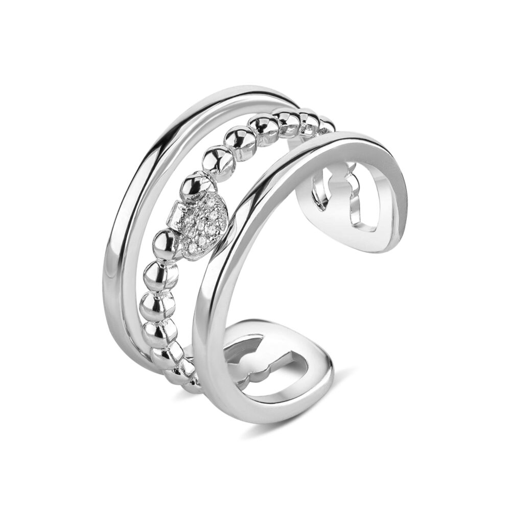 Серебряное кольцо многослойное с фианитами 18200922.146.006359k_ru