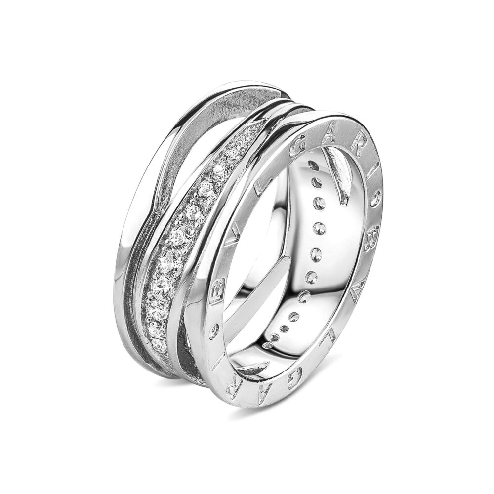 Серебряное кольцо многослойное с фианитами 18200922.146.006363k_ru