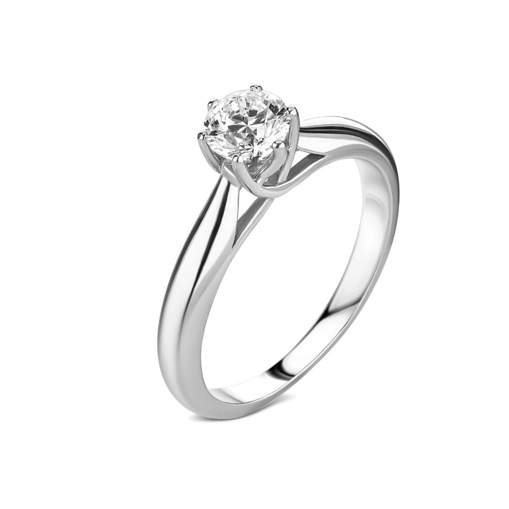 Золотое кольцо в белом цвете с бриллиантом 11500912.254.k9490.5)_ru