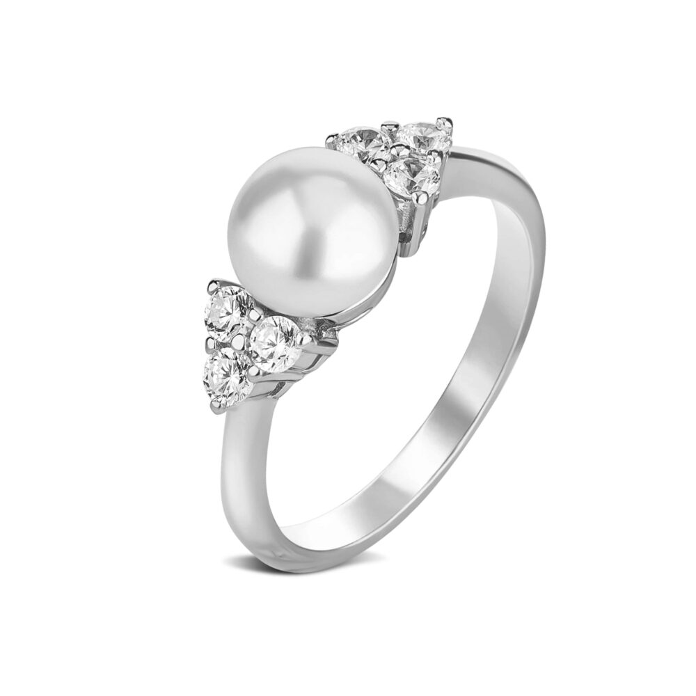 Серебряное кольцо с жемчужиной и фианитами 14800822.146.003436k_ru