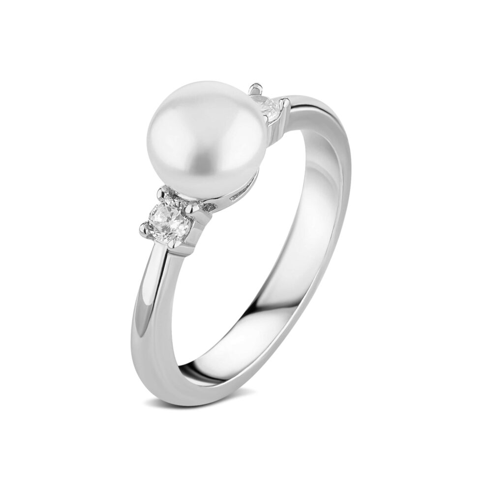 Серебряное кольцо с жемчужиной и фианитами 14800822.146.006226k_ru