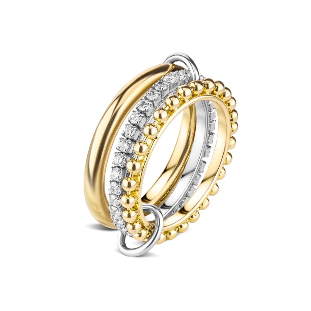 Тройное кольцо в серебре с позолотой с фианитами 18200923.304.006544k_ru