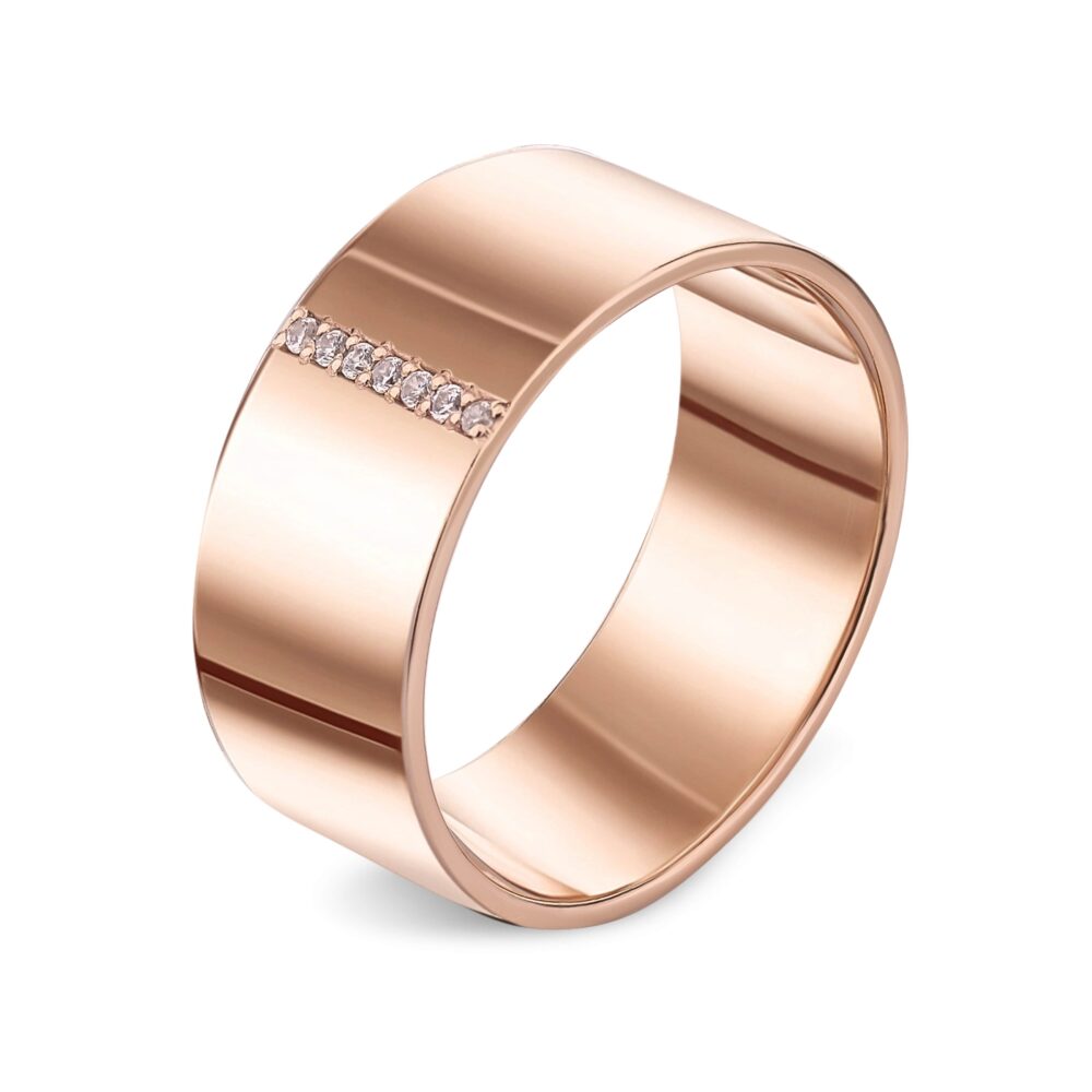 Обручальное кольцо в красном золоте с бриллиантами 61500911.120-0141_ru