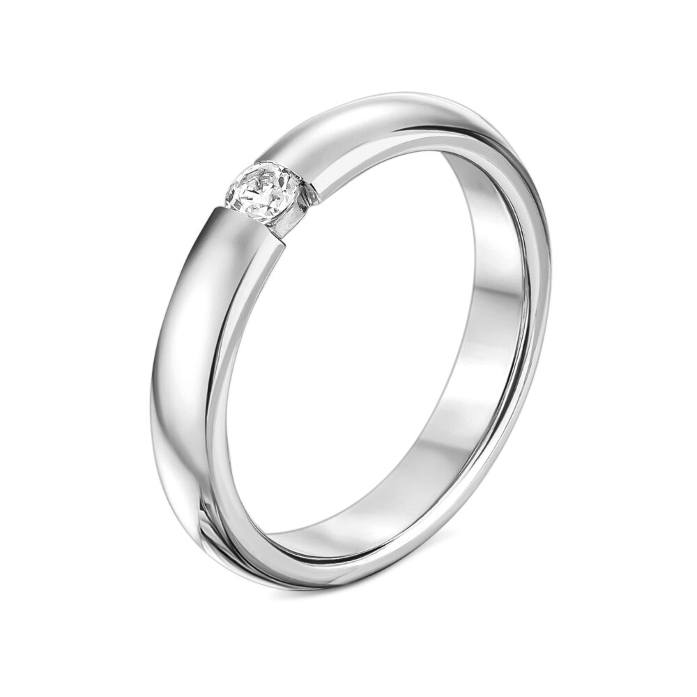 Обручальное кольцо в белом золоте с бриллиантом 61500912.100-0080_ru