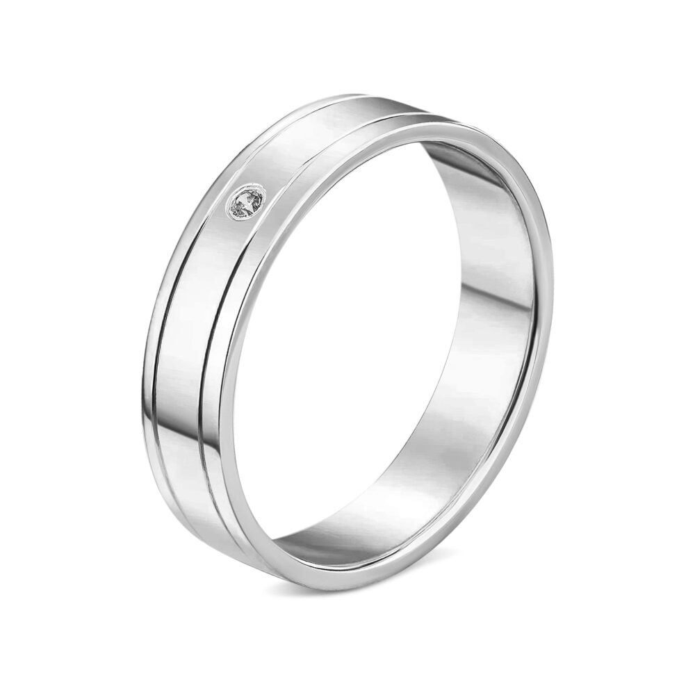 Обручальное кольцо в белом золоте с бриллиантом 61500912.210-0001_ru