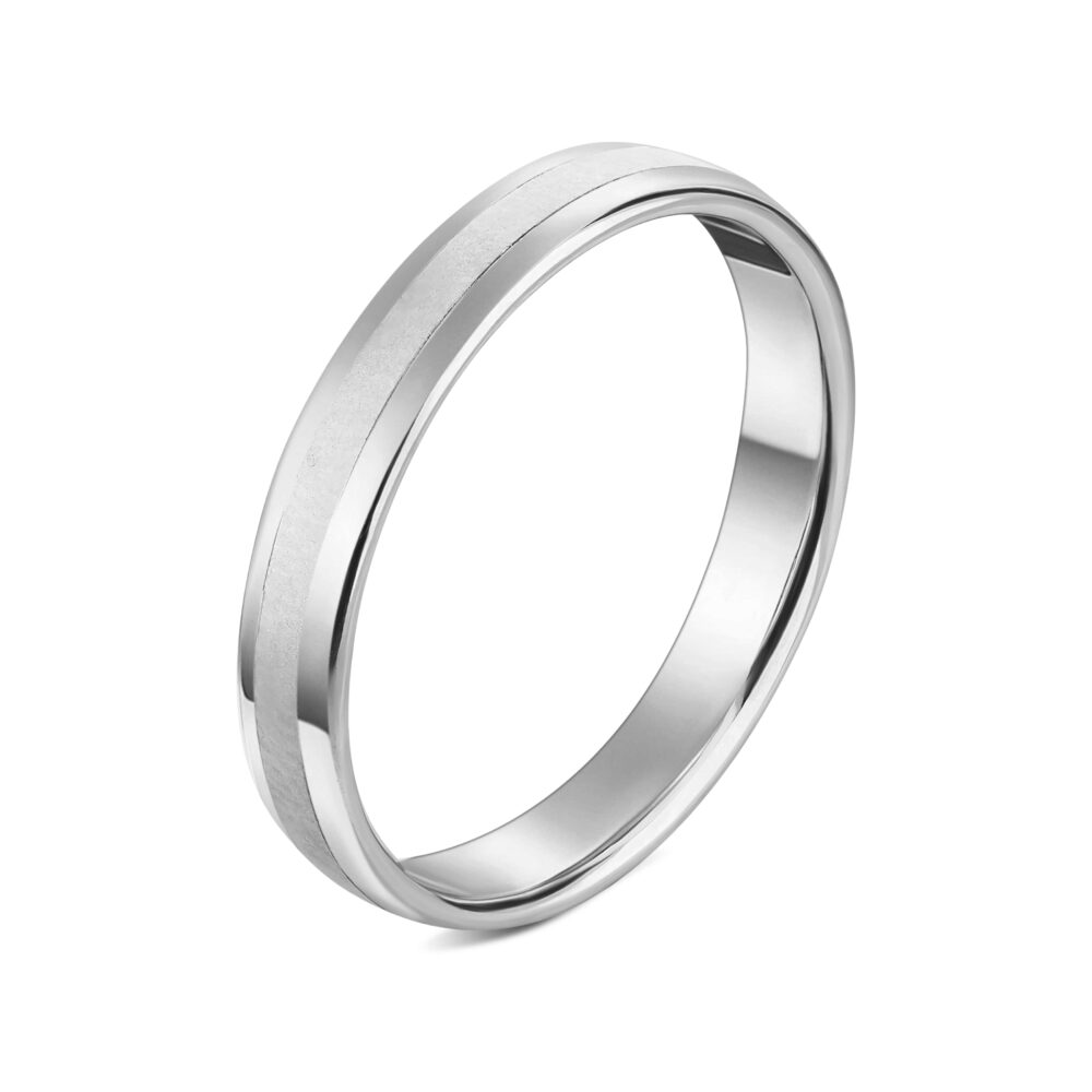 Обручальное кольцо в белом золоте с сатиновым нанесением 69900912.100-0015_ru