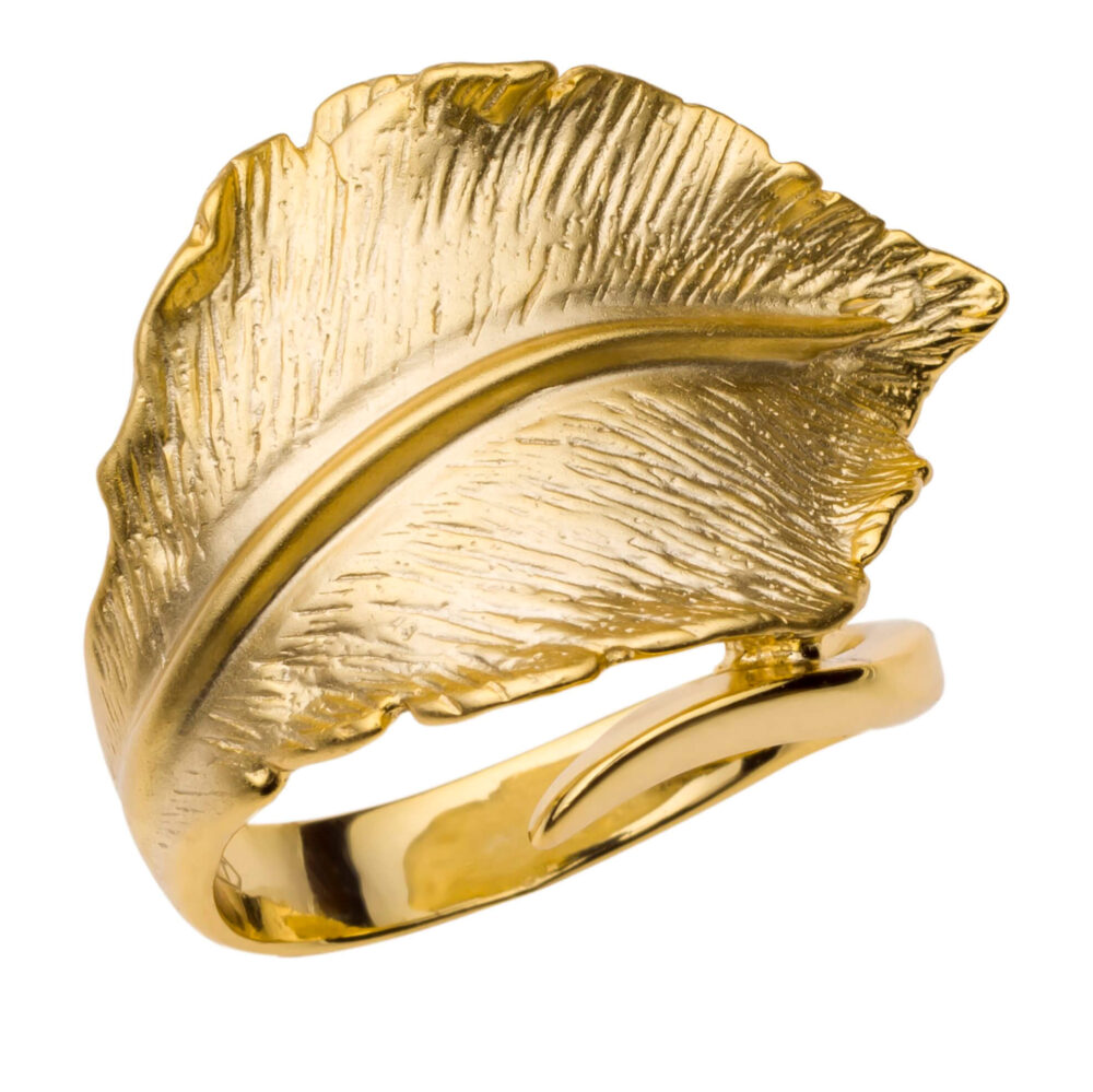 Серебряная кольцо с лимонной позолотой "Перо" 19900823.314.RDS407-1_ru